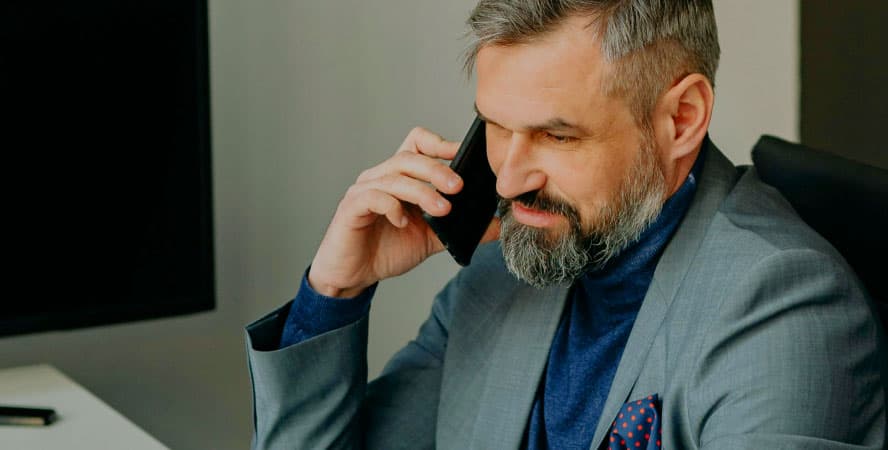 Business advisor on a phone call